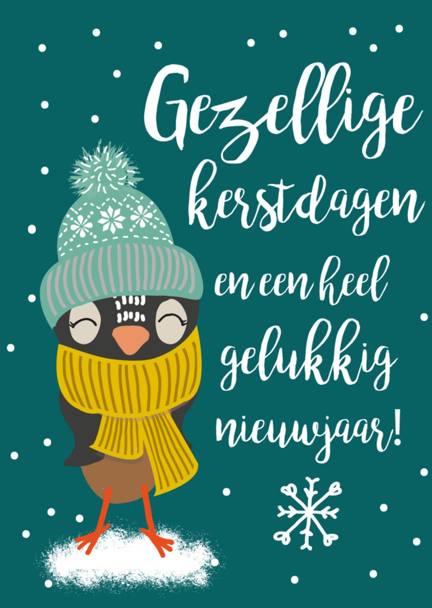 Kerstkaart vogeltje kerstdagen Tsjip