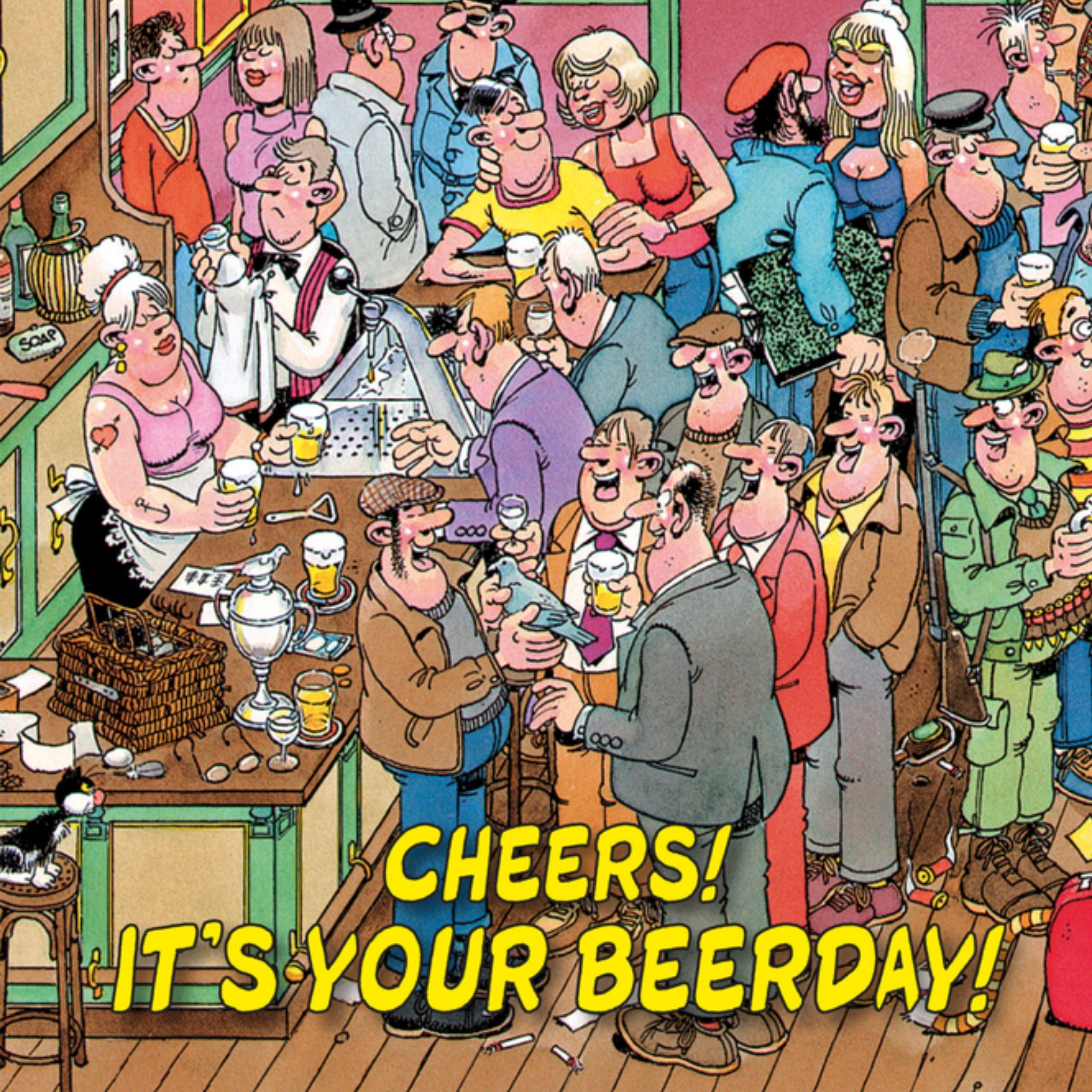 Verjaardagskaart Cheers! Vierkante Kaart Jan van Haasteren