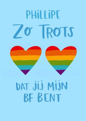Zo Trots Dat Jij Mijn BF Bent Kleurrijk Typografisch Regenboog Hart Kaart