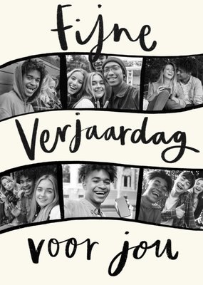 Fijne Verjaardag Voor Jou Handlettering Collage Foto Upload Kaart