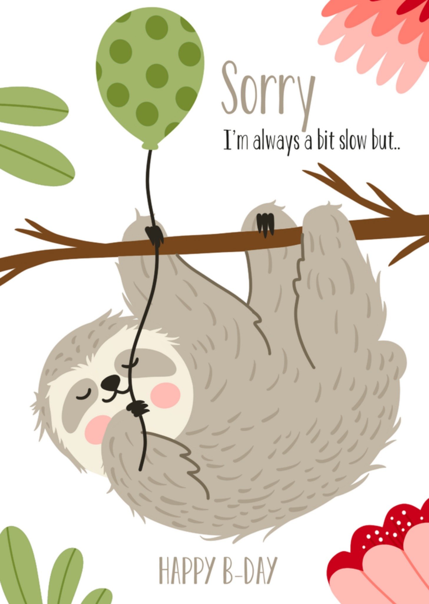 Verjaardagskaart Luiaard Vrolijk Kaart Greetz