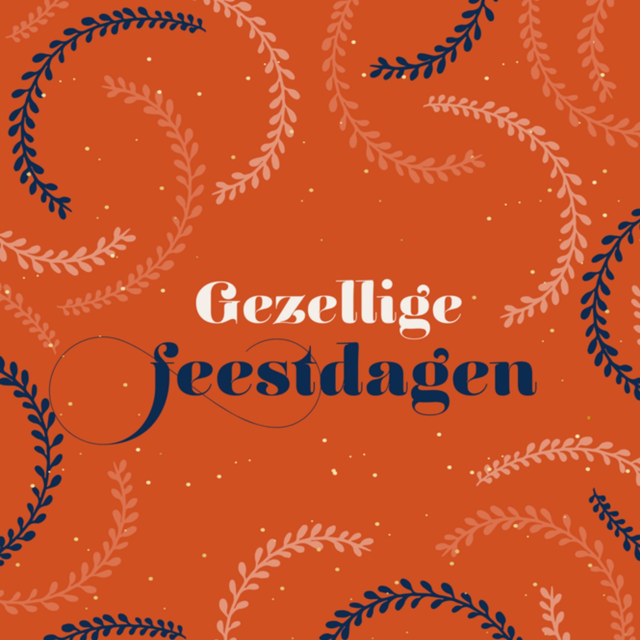 Greetz Kerst Bloemen Oranje Vierkant