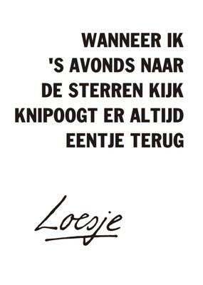 Loesje | Condoleancekaart | Wanneer ik 's avonds naar de sterren kijk...