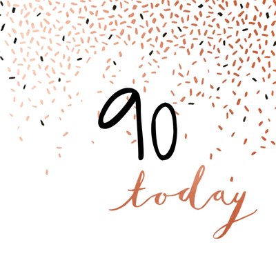 Confetti Typografisch 90e Verjaardag Kaart