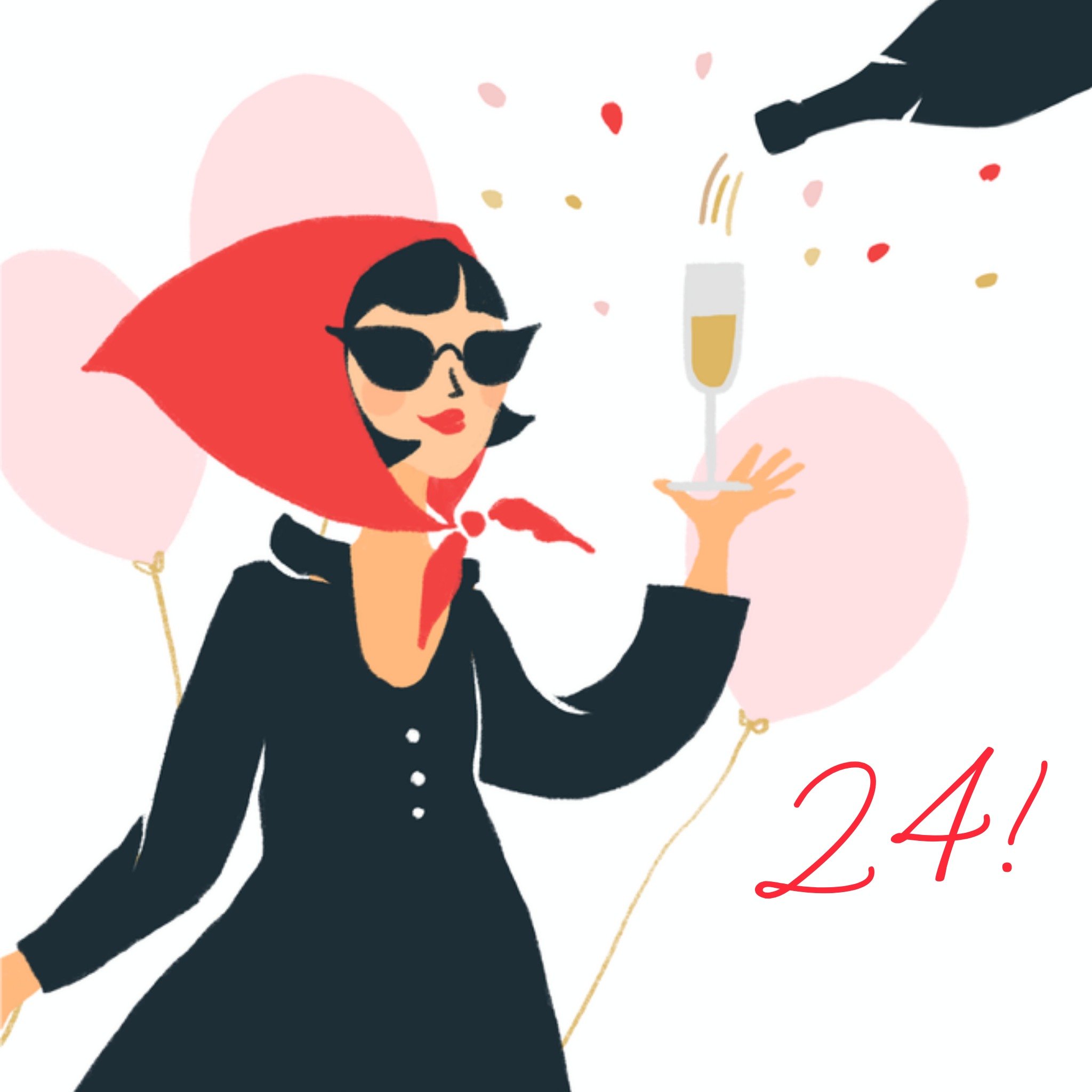 Greetz Verjaardagskaart Met leeftijd Stijlvolle vrouw Vierkant