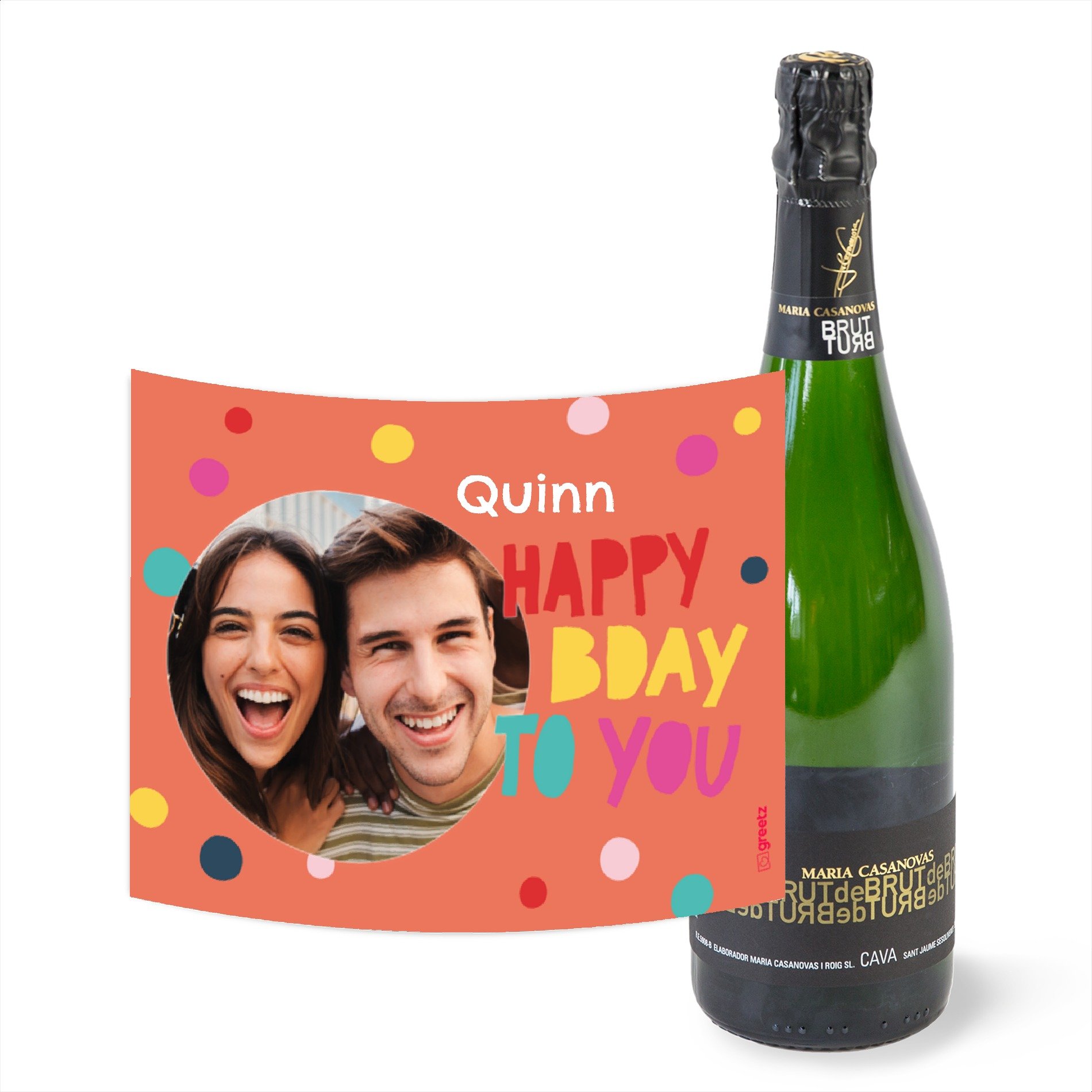 Maria Casanovas - Cava Brut - Happy Birthday met eigen foto en tekst - 750 ml