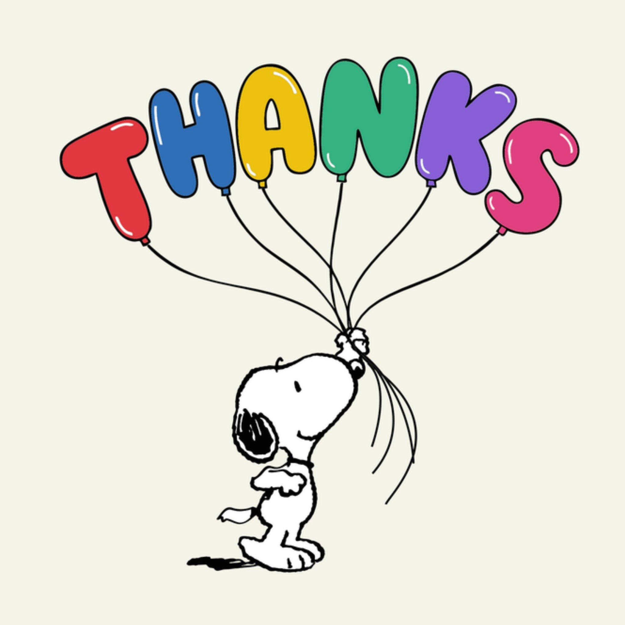 Peanuts Snoopy Bedanktkaart Thanks Vierkant