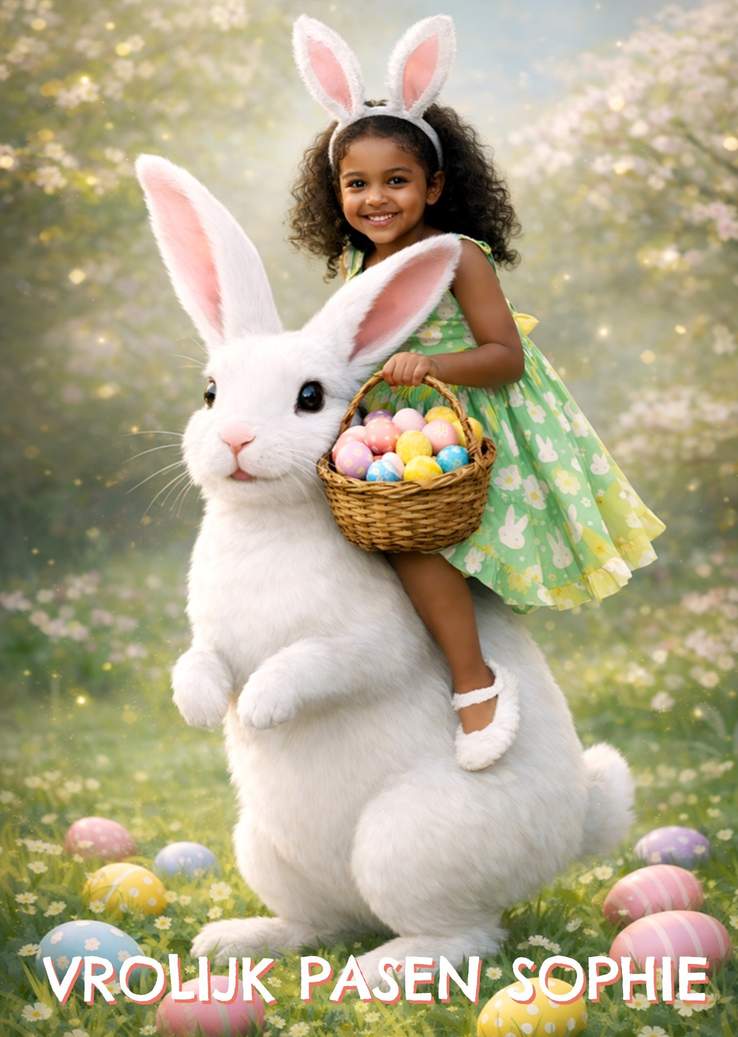 Paaskaart Face Swap Paashaaskaart voor meisjes Greetz