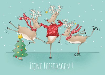 Studio Fred Illustraties | Kerstkaart | Schaatsende rendieren