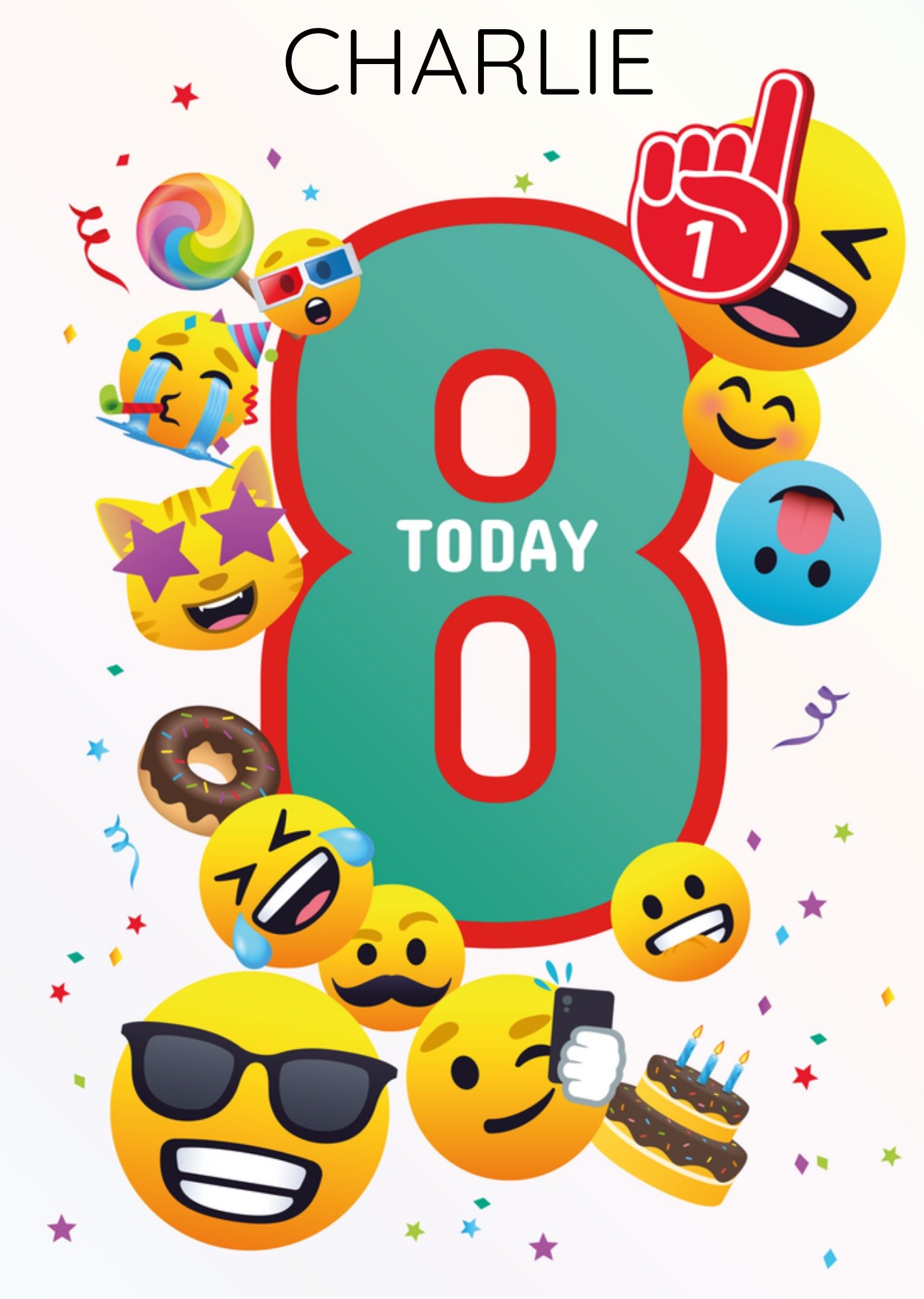 Joy Pixels - Verjaardagskaart - 8 today - Aanpasbare naam