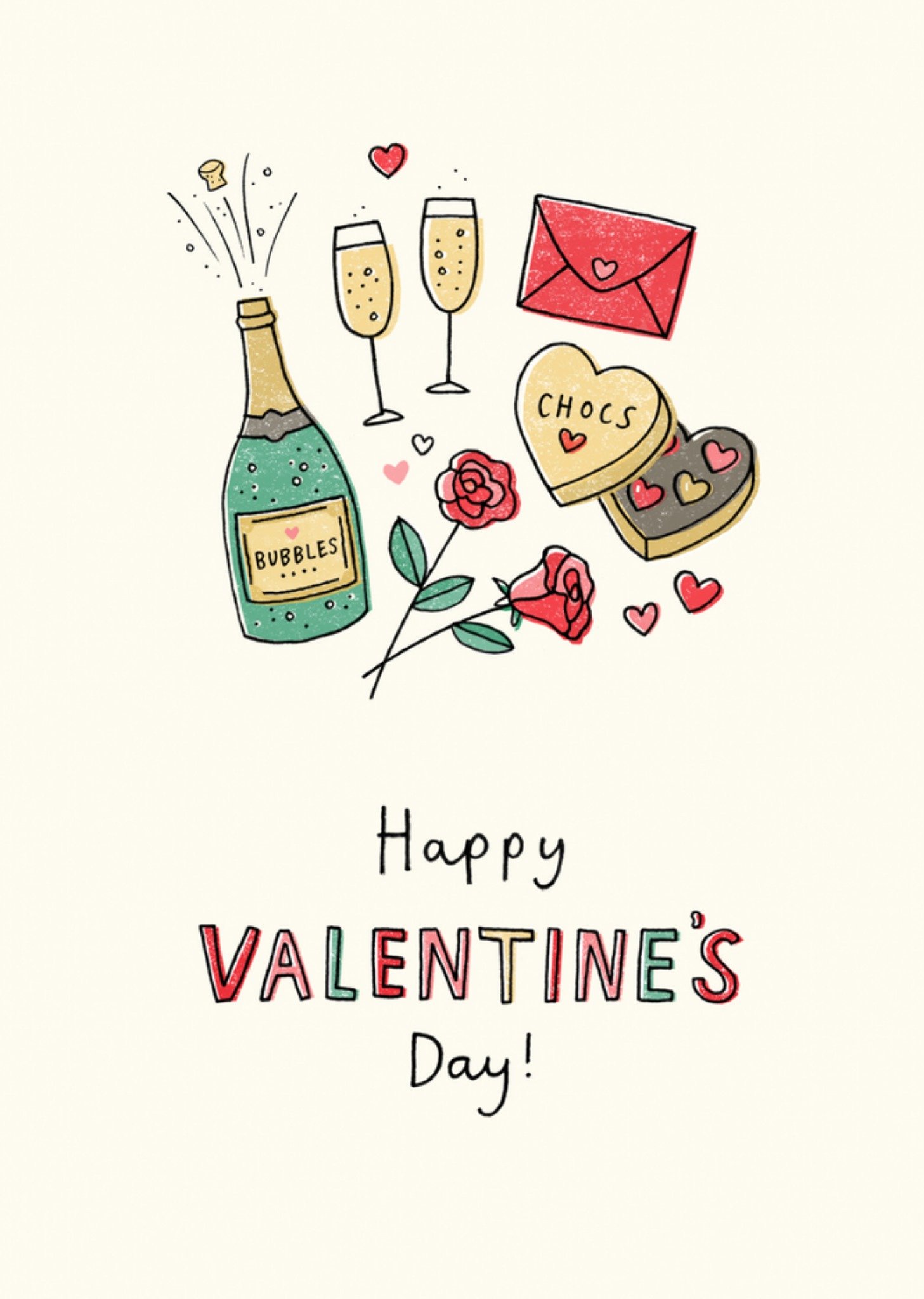 Valentijnskaart Illustrated Happy Valentine