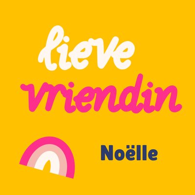 Lieve Vriendin Regenboog Typografisch Kaart