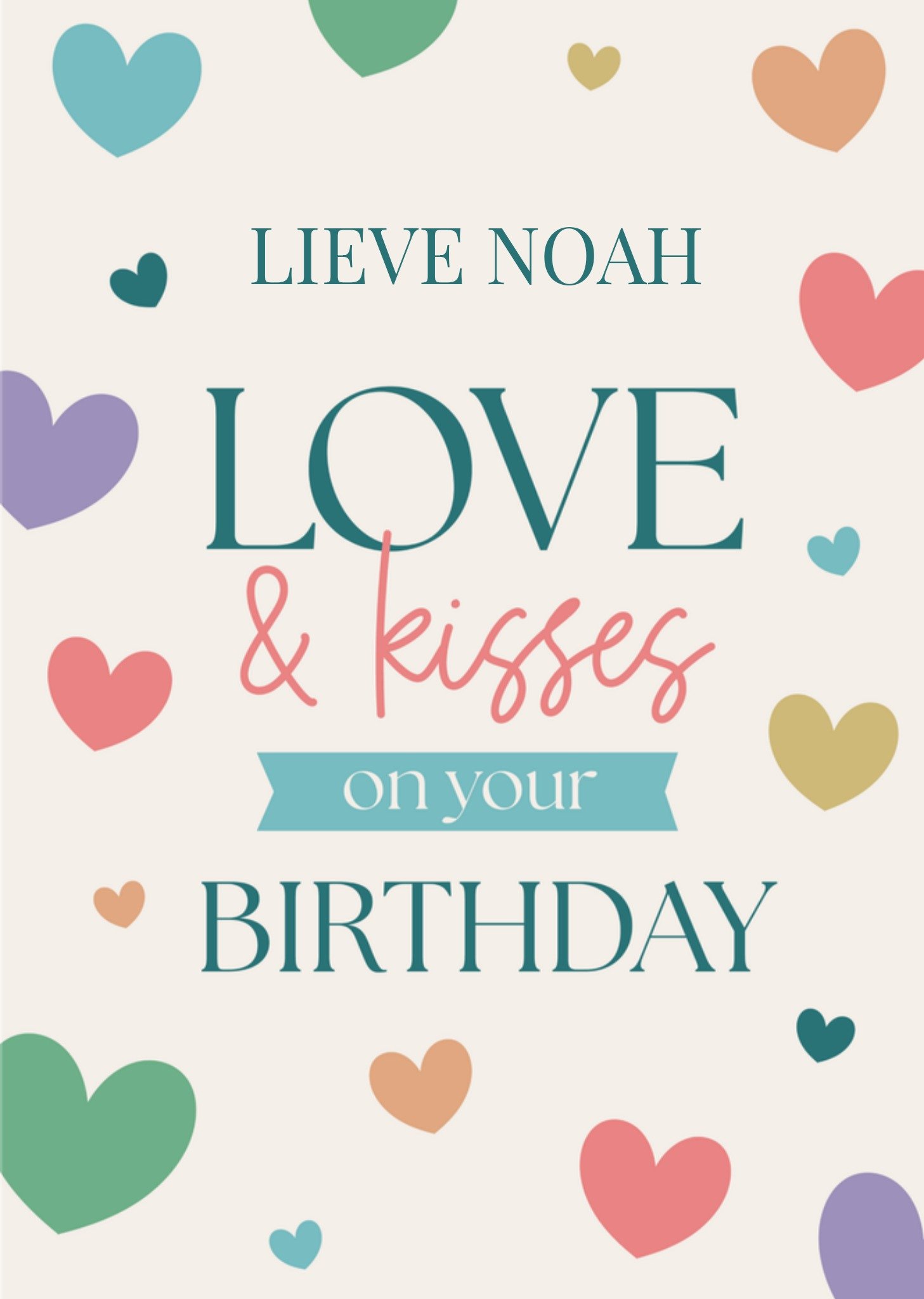 Verjaardagskaart Love Kisses Met naam Kaart Papercute