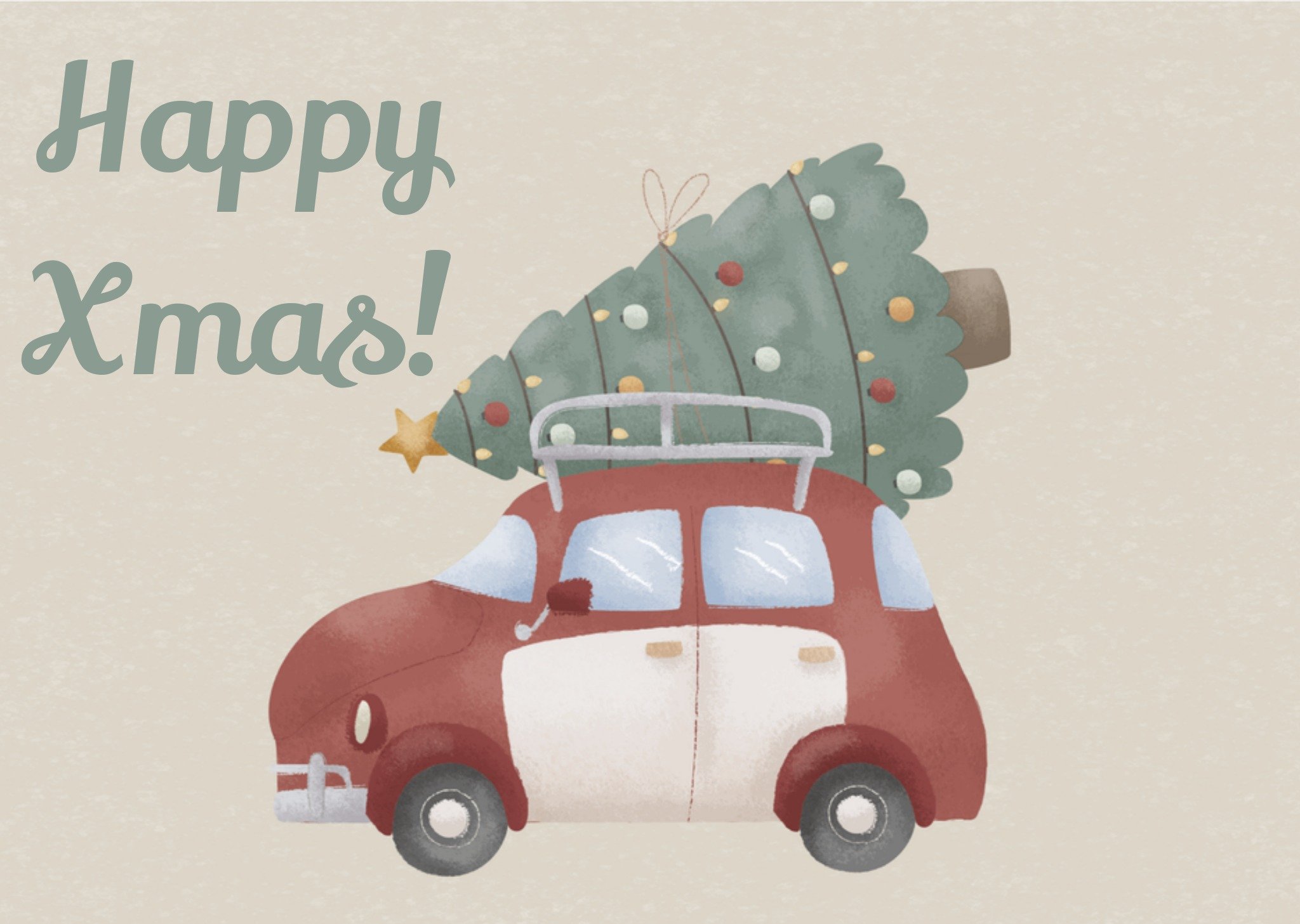 Little Dutch Kerstkaart Auto Kerstboom Standard Card