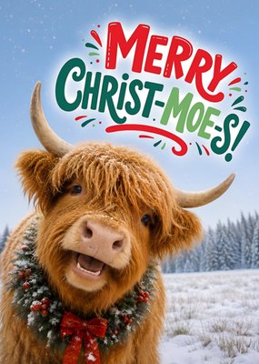 Merry Christ-Moes Schotse Hooglander Kerstkaart