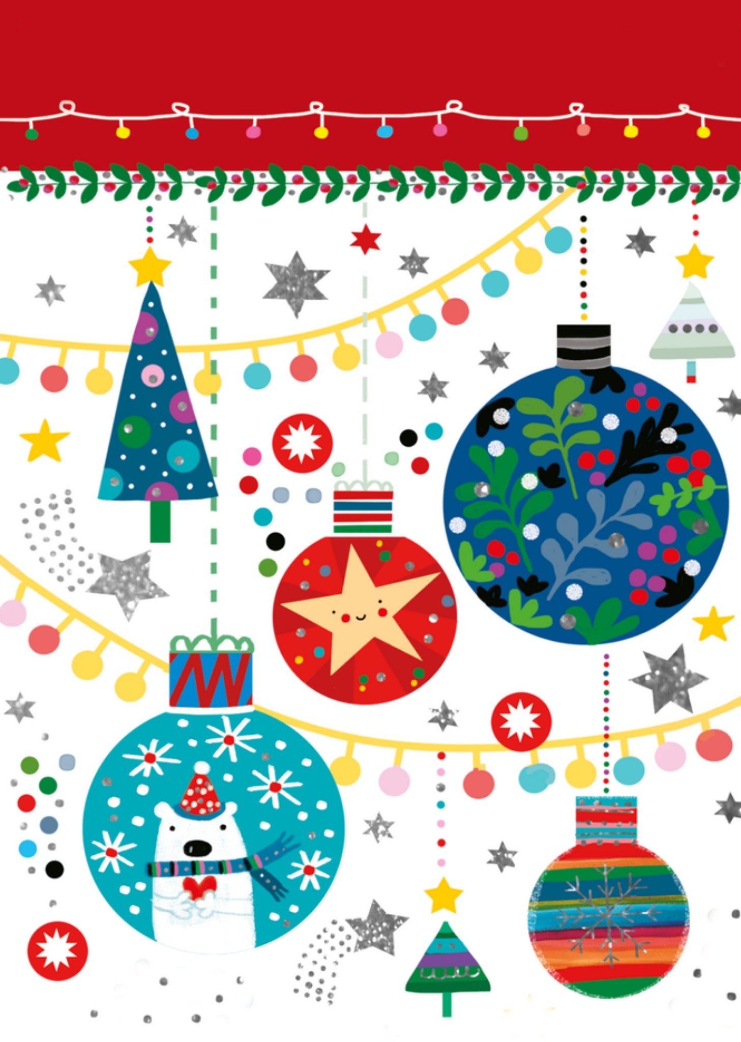 Kerstkaart Kerstballen en lichtjes TMS
