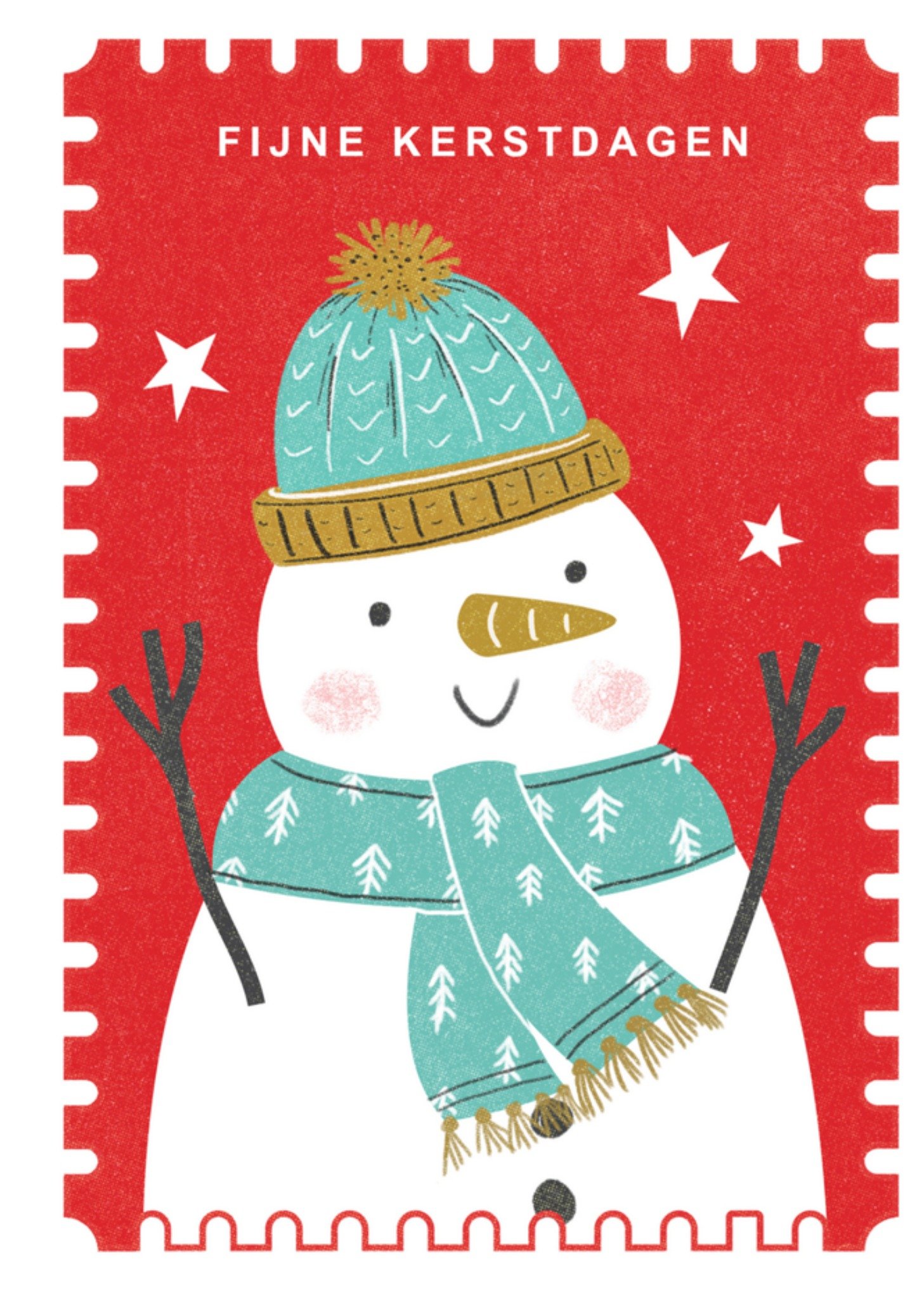 Kerstkaart sneeuwpop Dalia Clark Design