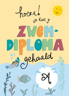 Hoera Je Hebt Je Zwemdiploma Gehaald Geïllustreerde Vissen Kaart