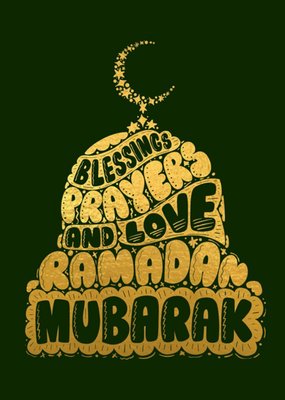 Harkiran Kalsi | Eid Mubarak kaart | Blessings Prayers and Love | Ramadan Mubarak | Typografische kaart