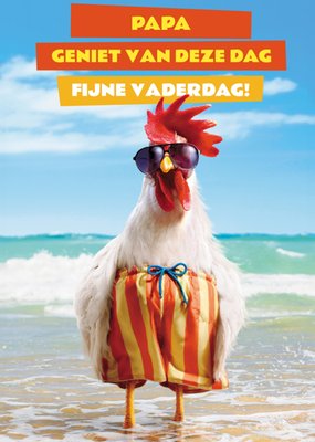 Grappige Haan Op Het Strand Papa Vaderdag Kaart