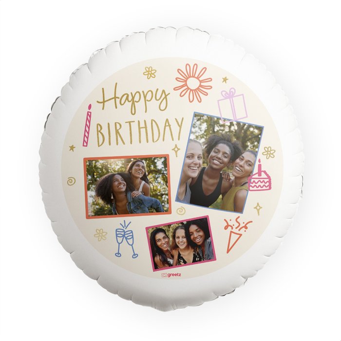 Ballon | Happy Birthday sketch | Foto aanpasbaar