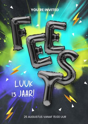 Ballonletters Feest Uitnodiging 13e Verjaardag Kaart