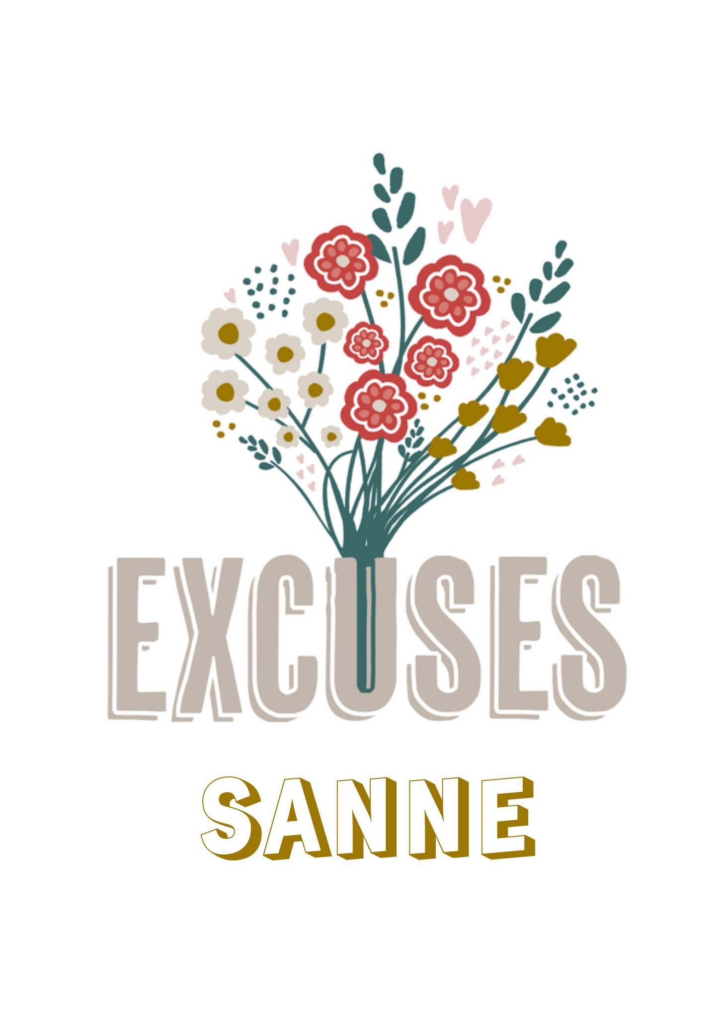 Sorry kaart bloemen met naam Greetz