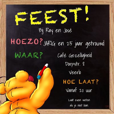 Feest Hoezo Waar Hoe Laat Krijtbord Typografisch 25e Jubileum Kaart