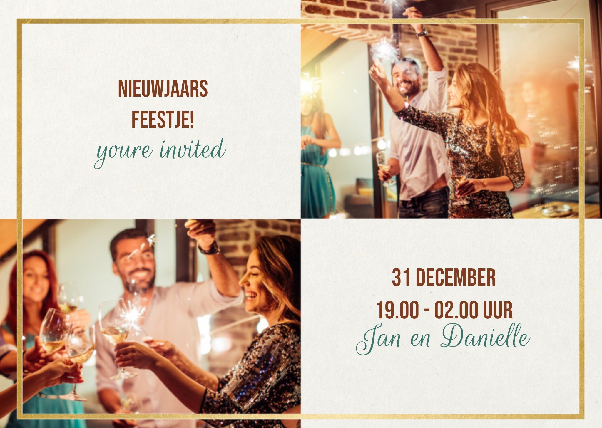 Uitnodiging nieuwjaarsfeest foto Kaart Greetz