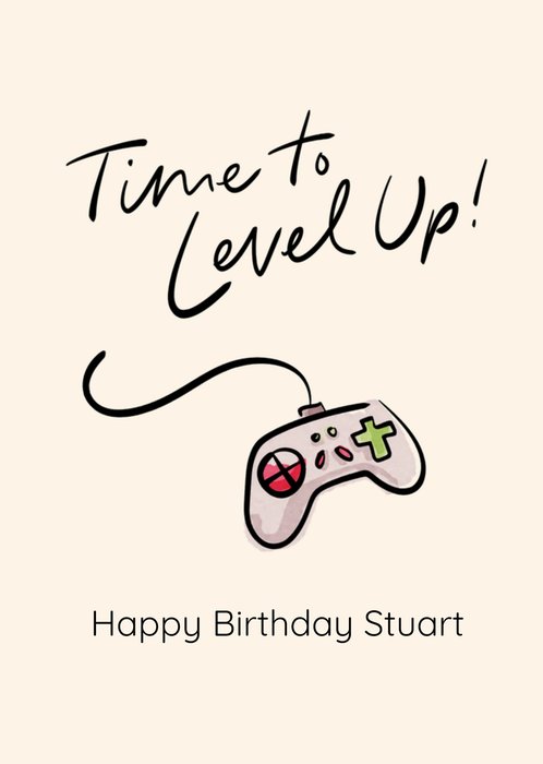 Time To Level Up Illustratie Gamecontroller Verjaardagskaart