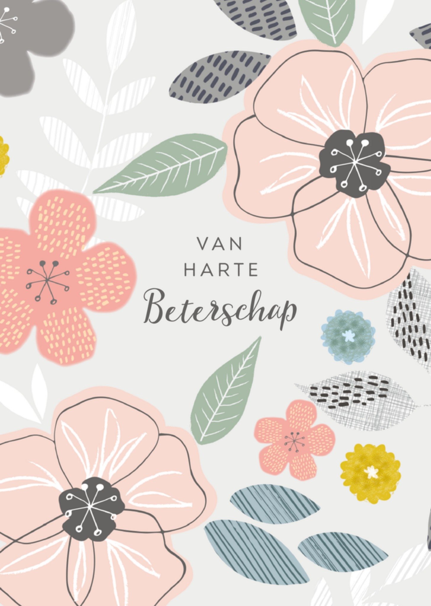 Beterschapskaart Illustratie verschillende bloemen Kaart TMS