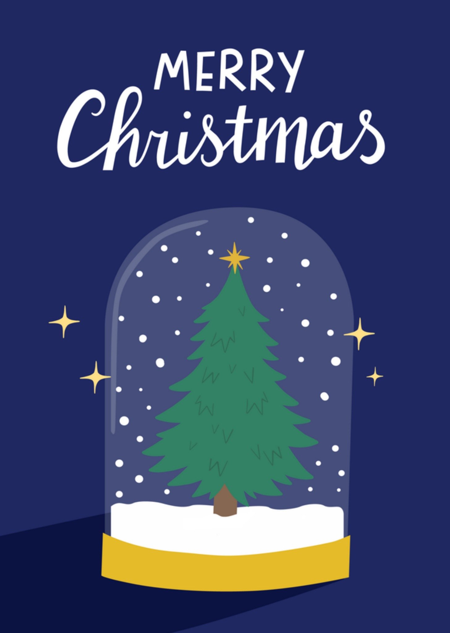 Kerstkaart boom snowglobe Greetz