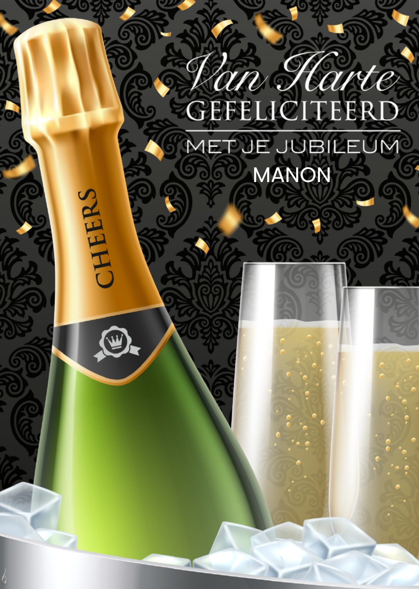 Werk jubileum kaart Cheers Met naam Kaart Paperclip