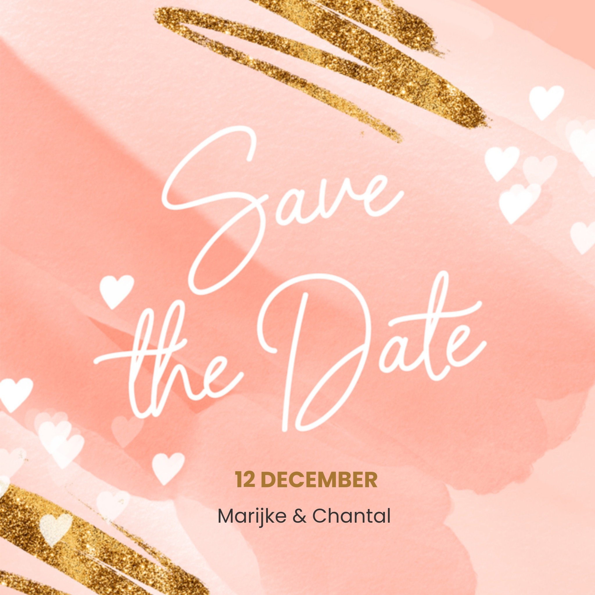 Luckz Save the date met namen en datum Vierkant