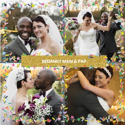 Confetti Collage Foto Upload Bedankt Mam En Pap Bruiloft Kaart