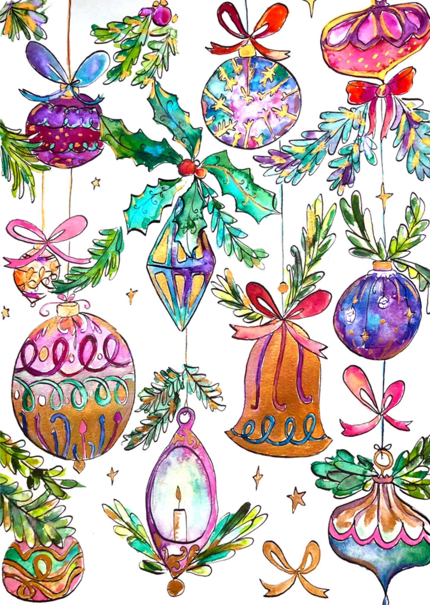 Jill Kerstkaart Kerstballen Standard Card