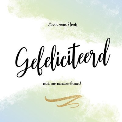 Gefeliciteerd Met Uw Nieuwe Baan Aquarel Typografisch Oom Kaart