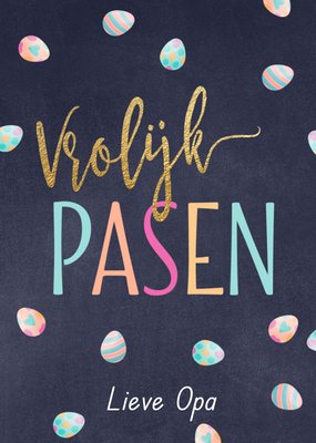 Lieve Opa Goudfolie Typografisch Eieren Pasen Kaart