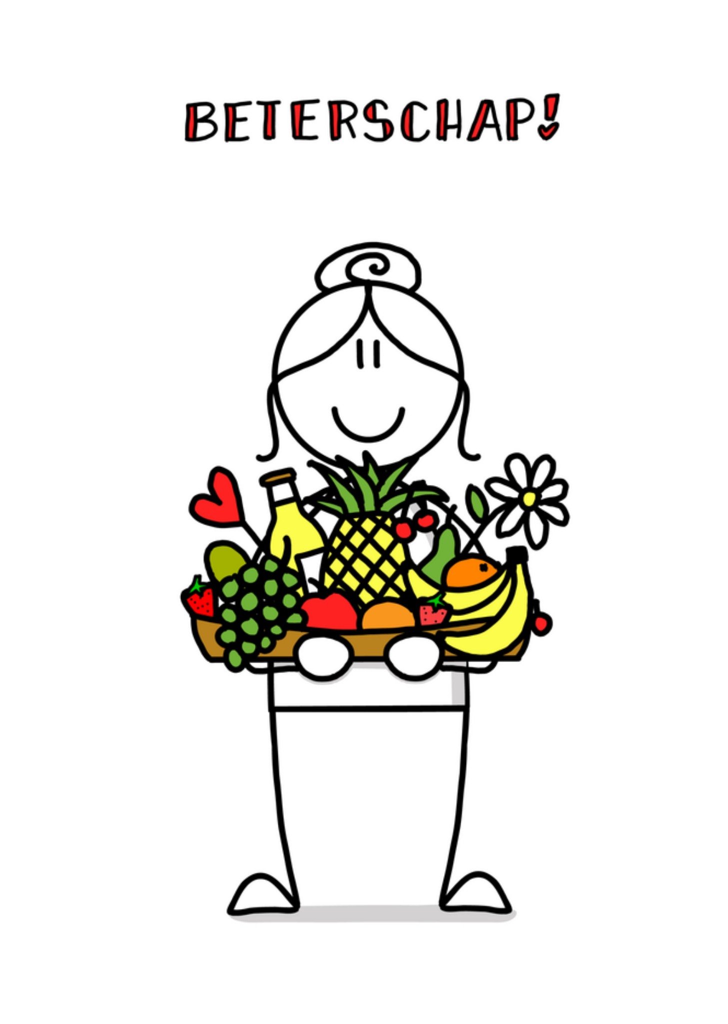 Beterschapskaart Illustratie fruitmand Kaart YH Tekent