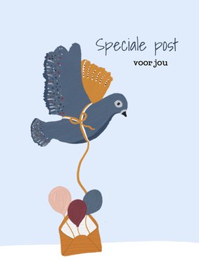 Speciale Post Voor Jou Geïllustreerde Vogel Met Envelop Kaart
