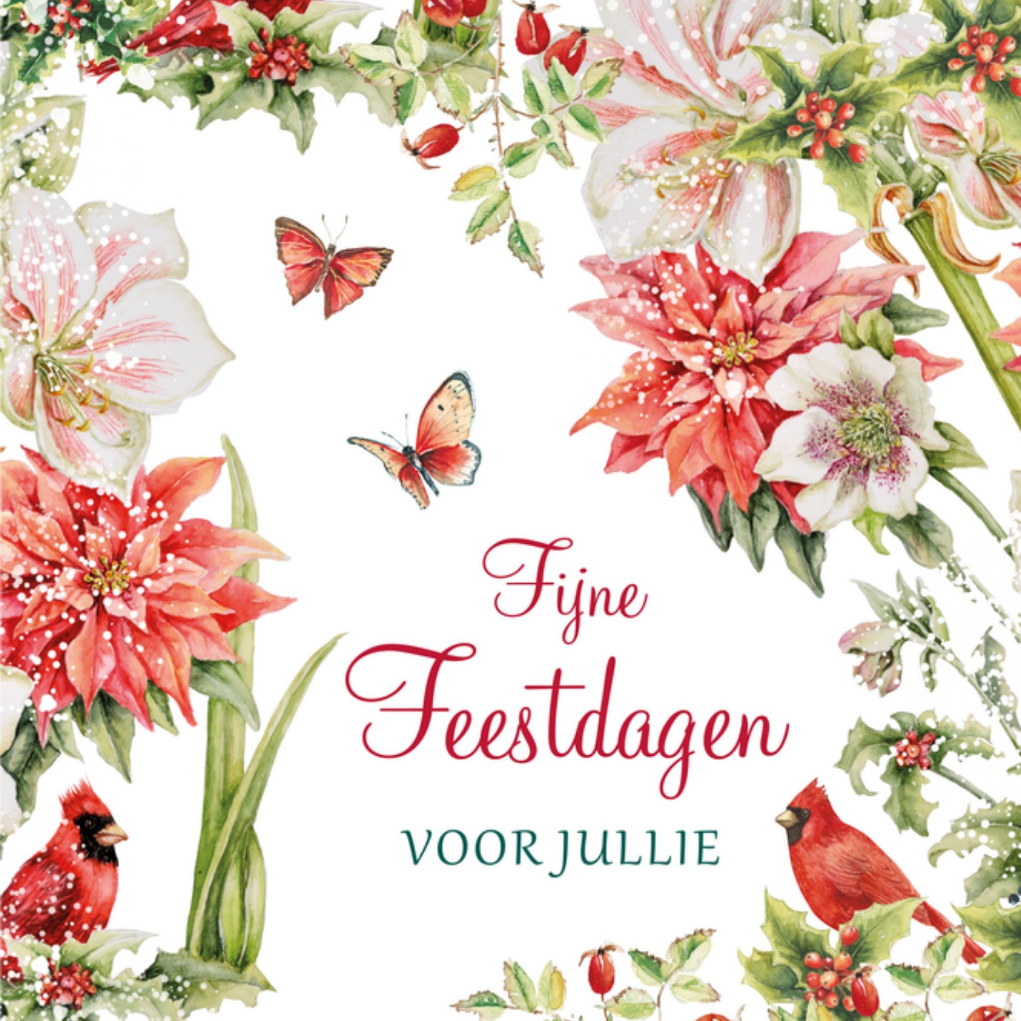 Kerstkaart Bloemen Fijne feestdagen voor jullie Janneke Brinkman
