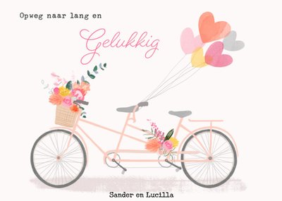 Op Weg Naar Lang En Gelukkig Geïllustreerde Tandem Huwelijk Kaart