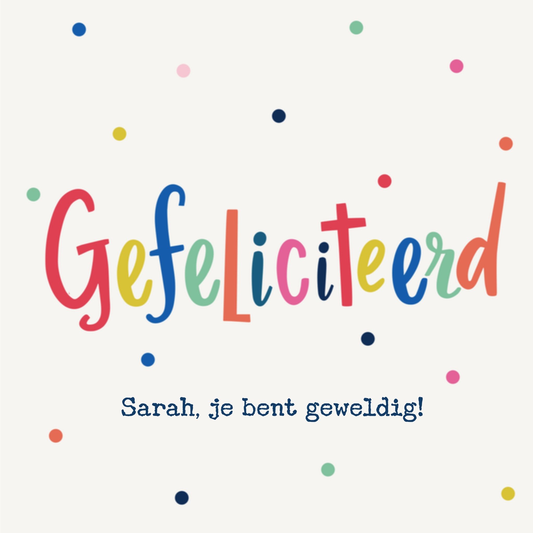 Verjaardagskaart met naam Vierkante Kaart Dotty Black