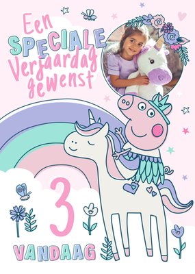 Peppa Pig | Verjaardagskaart | Een Speciale Verjaardag Gewenst 3 Vandaag | Aanpasbare foto enn tekst