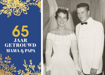 Gouden Bloemen Foto Upload Mama En Papa 65e Huwelijksjubileum Kaart