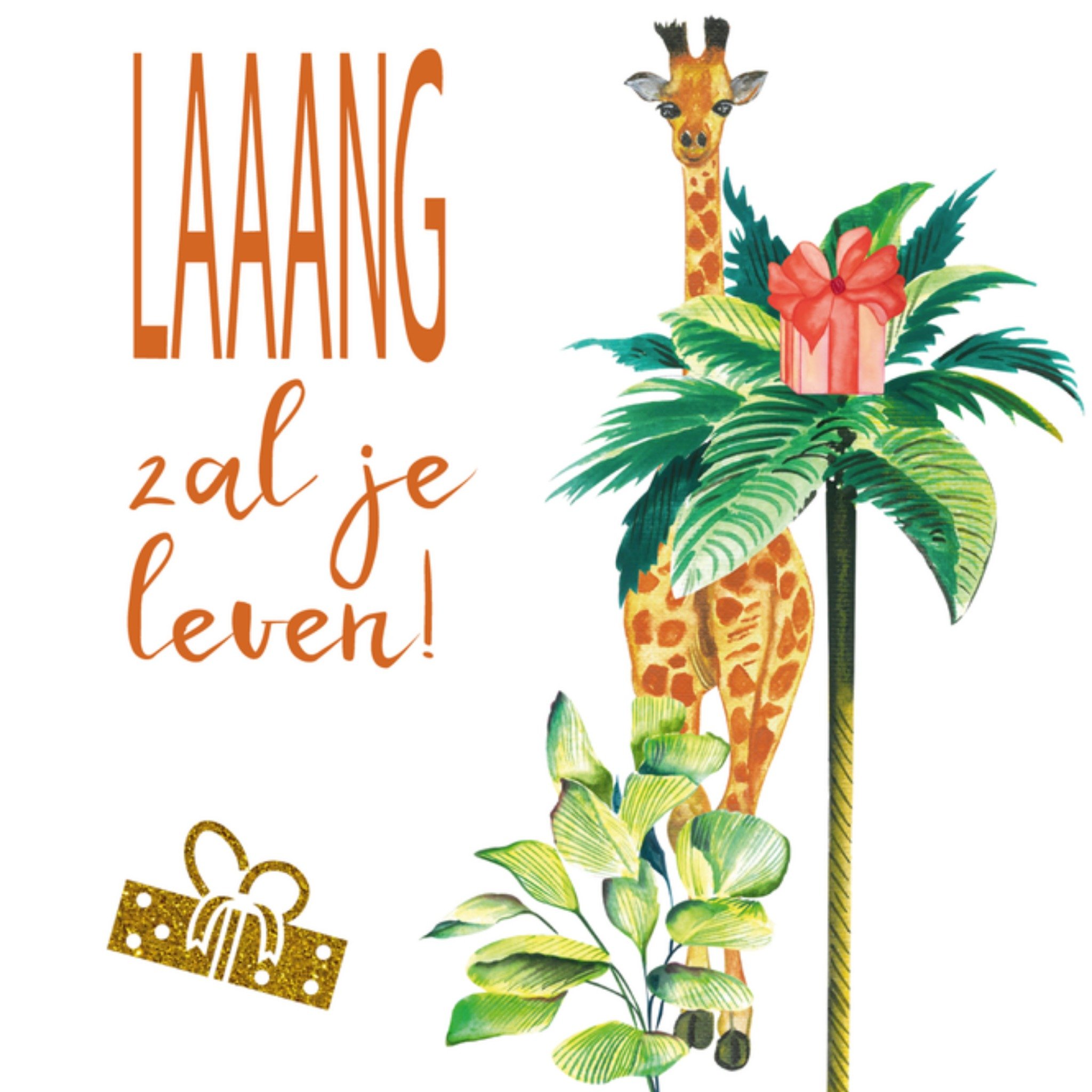 Verjaardagskaart Laaang zal je leven Vierkante Kaart Paperclip