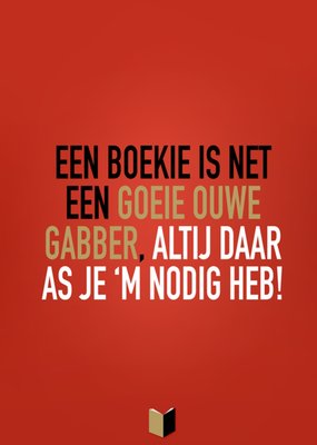 Greetz | Boekenweek 2025 kaart | Een boekie is net een goeie ouwe gabber | Jordanees