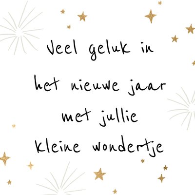 Veel Geluk In Het Nieuwe Jaar Met Jullie Kleine Wondertje Geïllustreerde Sterren Kaart
