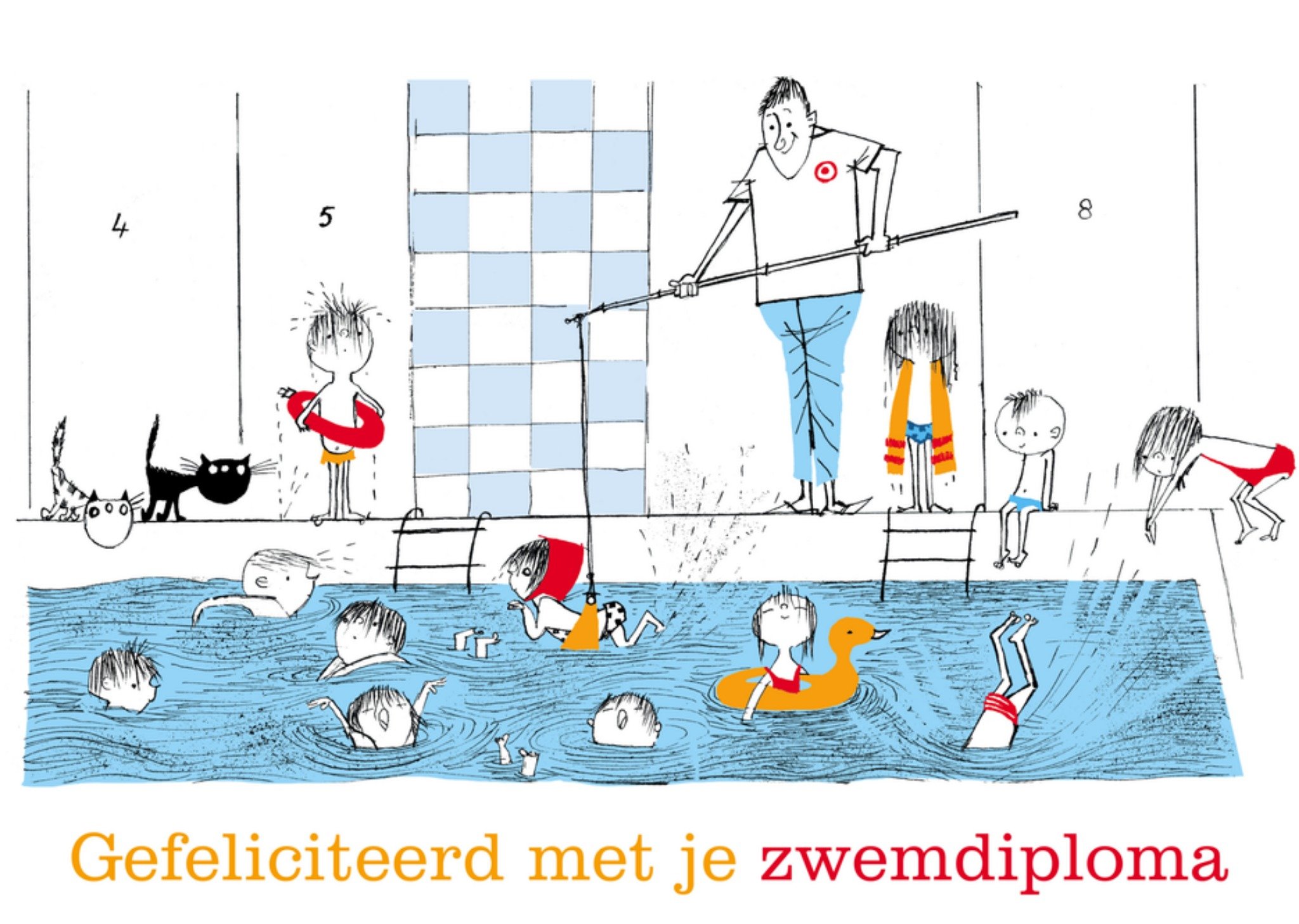 Zwemdiploma kaart illustratie Kaart Fiep Westendorp