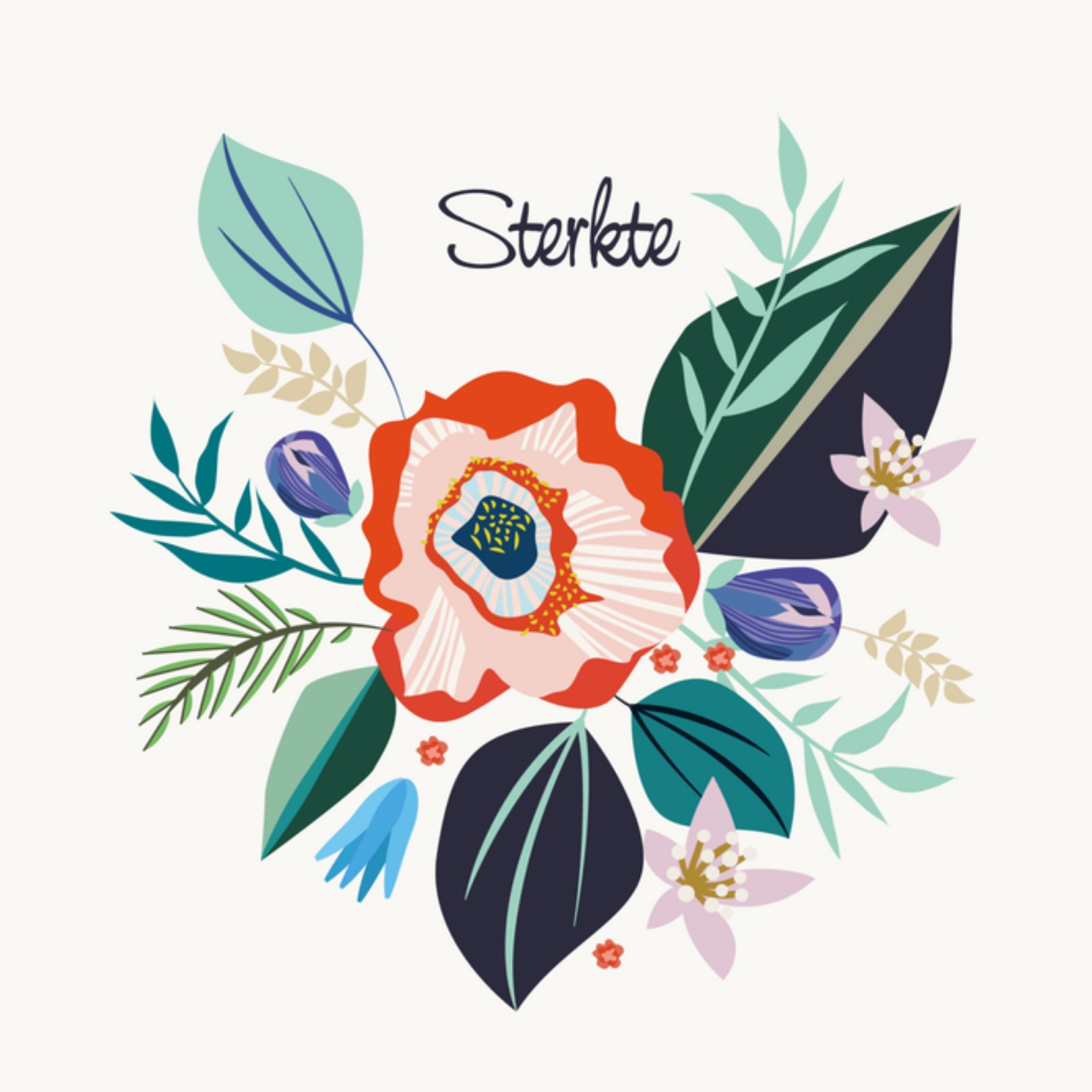 Condoleancekaart illustratie bloemen Vierkante Kaart TMS